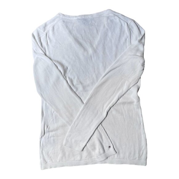 Tommy Hilfiger Gold Studded Argyle White Sweater Logo V-neck Women’s S ACADEMIA - Picture 4 of 12